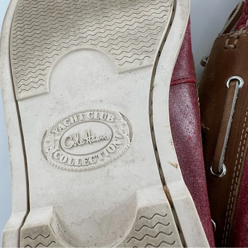 Cole haan yacht club collection boat shoes 9.5 red brown leather vintage 90s
